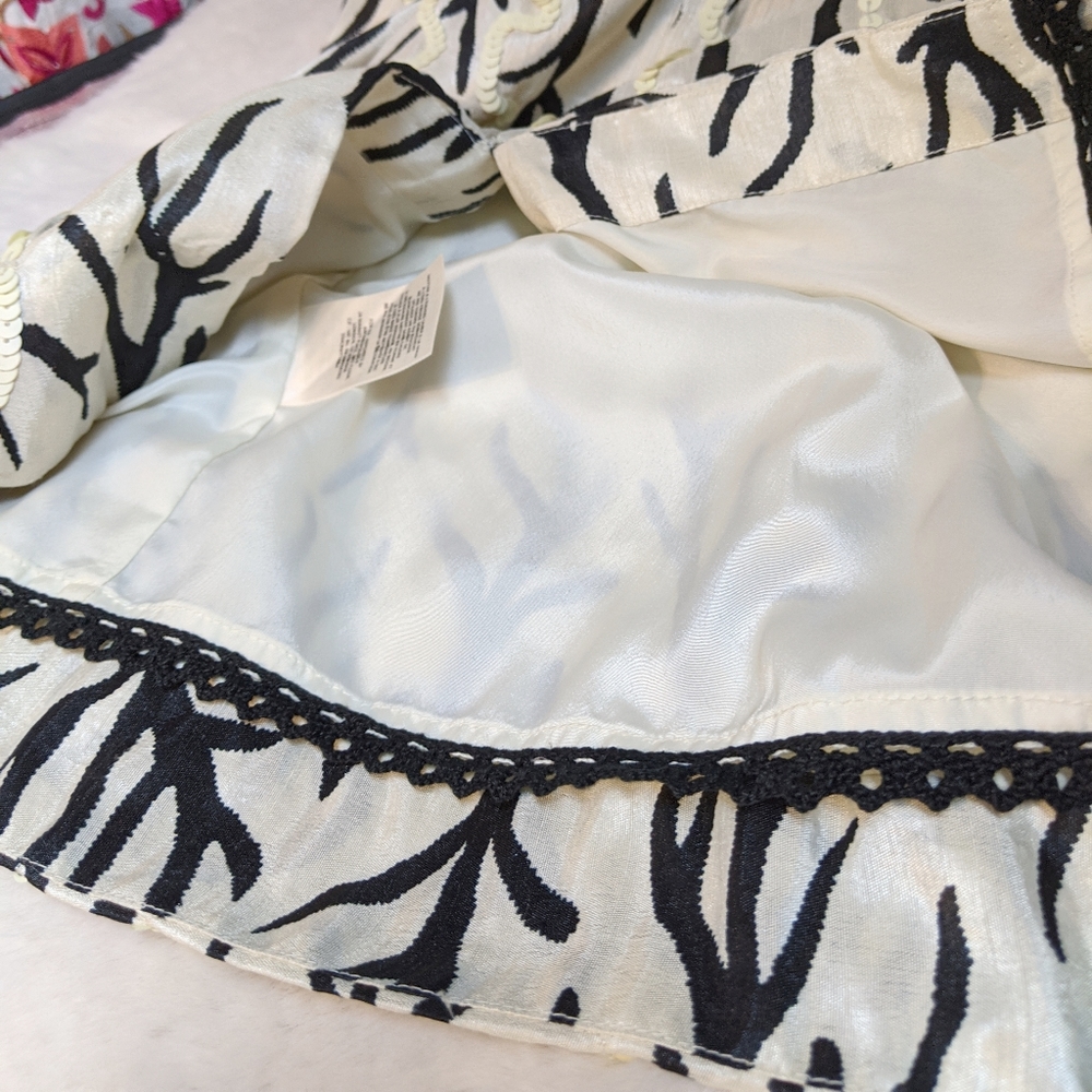 ANTHRO MOULINETTE SOEURS Sequin Cream/Black Dress - Picture 12 of 15